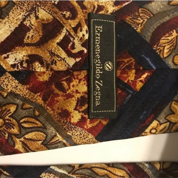 Ermenegildo Zegna Classic Tie Blue Burgundy Gold - 58” - Picture 5 of 6